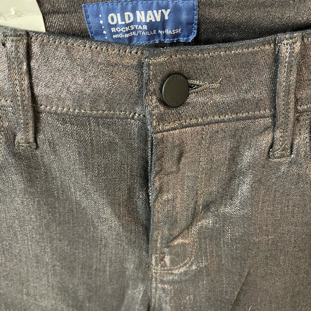 Metallic Mid Rise Skinny Pants - Picture 2 of 5